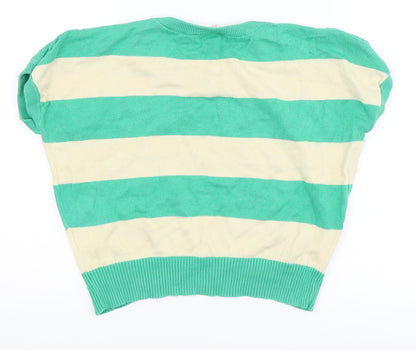 Sophie Girls Green Striped  Cardigan Jumper Size 10-11 Years