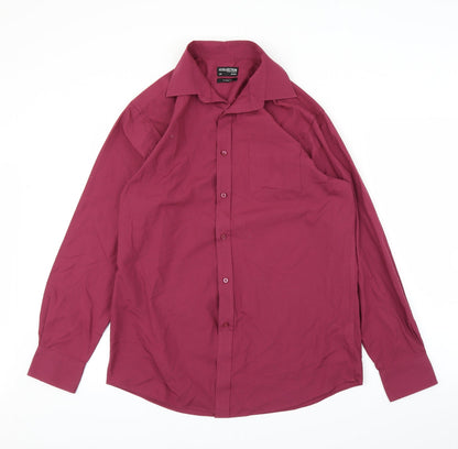 Mens UK Size 16 Debenhams Purple  Button-Up Long Sleeve Casual Shirt