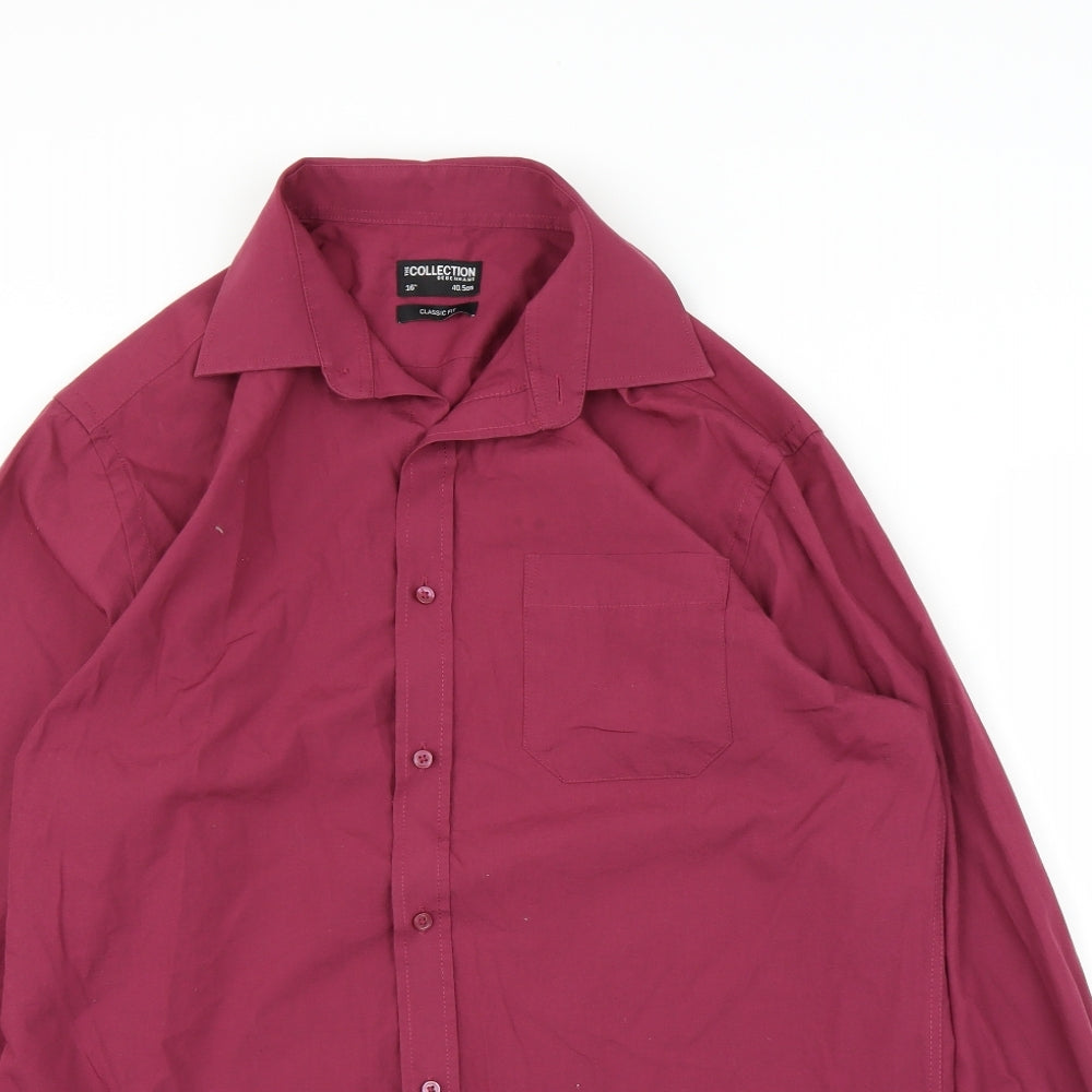 Mens UK Size 16 Debenhams Purple  Button-Up Long Sleeve Casual Shirt