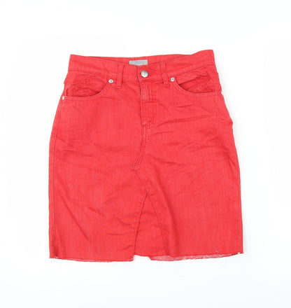 Per Una Womens Red  Denim A-Line Skirt Size 8