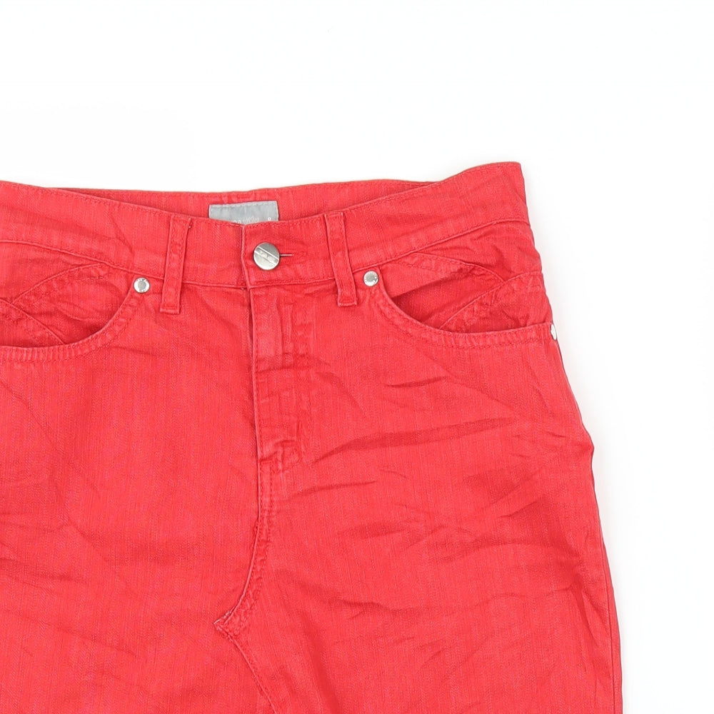 Per Una Womens Red  Denim A-Line Skirt Size 8