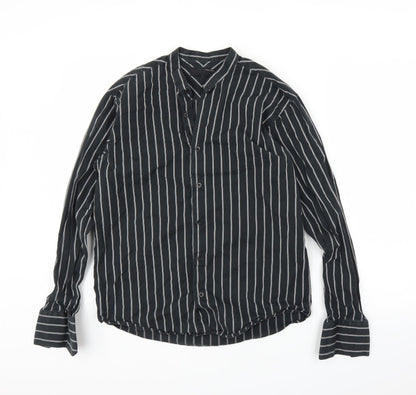 Mens UK Size S Parkes Black  Button-Up Long Sleeve Casual Shirt
