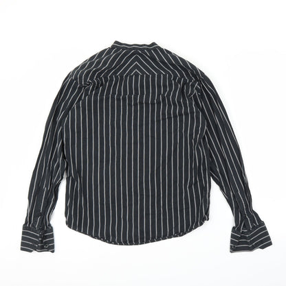 Mens UK Size S Parkes Black  Button-Up Long Sleeve Casual Shirt