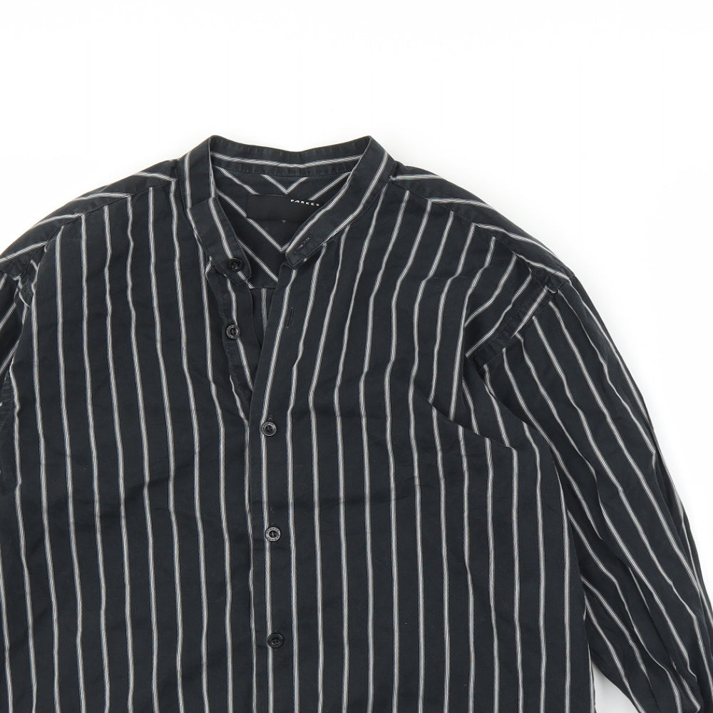 Mens UK Size S Parkes Black  Button-Up Long Sleeve Casual Shirt