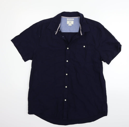 F&F Mens Blue Houndstooth   Button-Up Size L