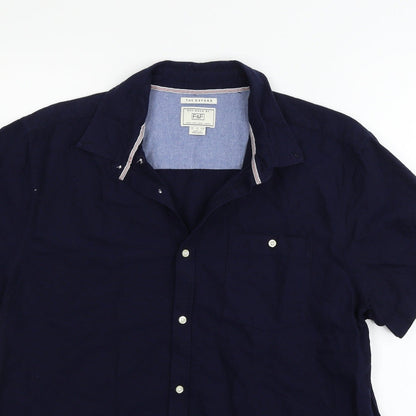 F&F Mens Blue Houndstooth   Button-Up Size L