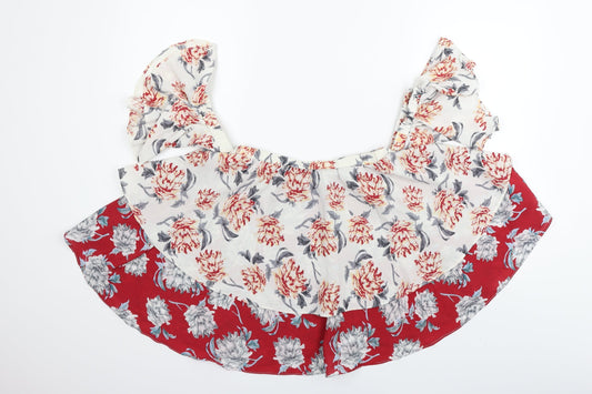 Boohoo Womens Red Geometric  Basic Blouse Size 8