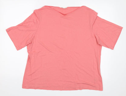 Womens UK Size 22 Marks and Spencer Pink Basic T-Shirt
