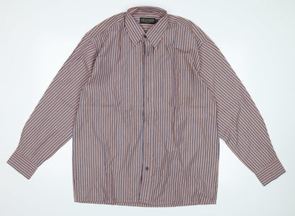 Shannon Mens Red Striped   Button-Up Size 2XL