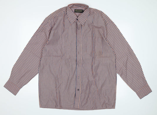 Shannon Mens Red Striped   Button-Up Size 2XL