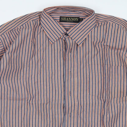 Shannon Mens Red Striped   Button-Up Size 2XL