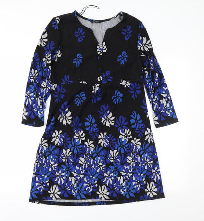 Roman Womens Black Floral  Fit & Flare  Size 10