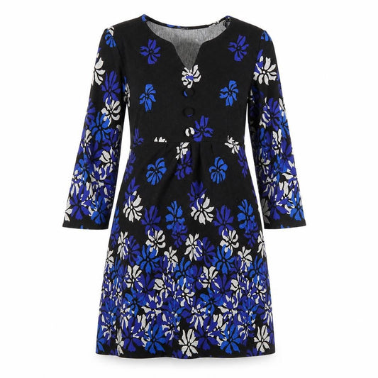 Front view of Roman women’s black floral fit & flare, size UK 10