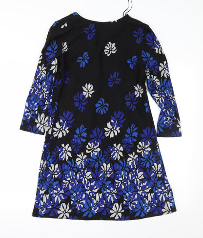 Roman Womens Black Floral  Fit & Flare  Size 10
