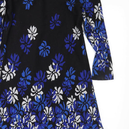 Roman Womens Black Floral  Fit & Flare  Size 10