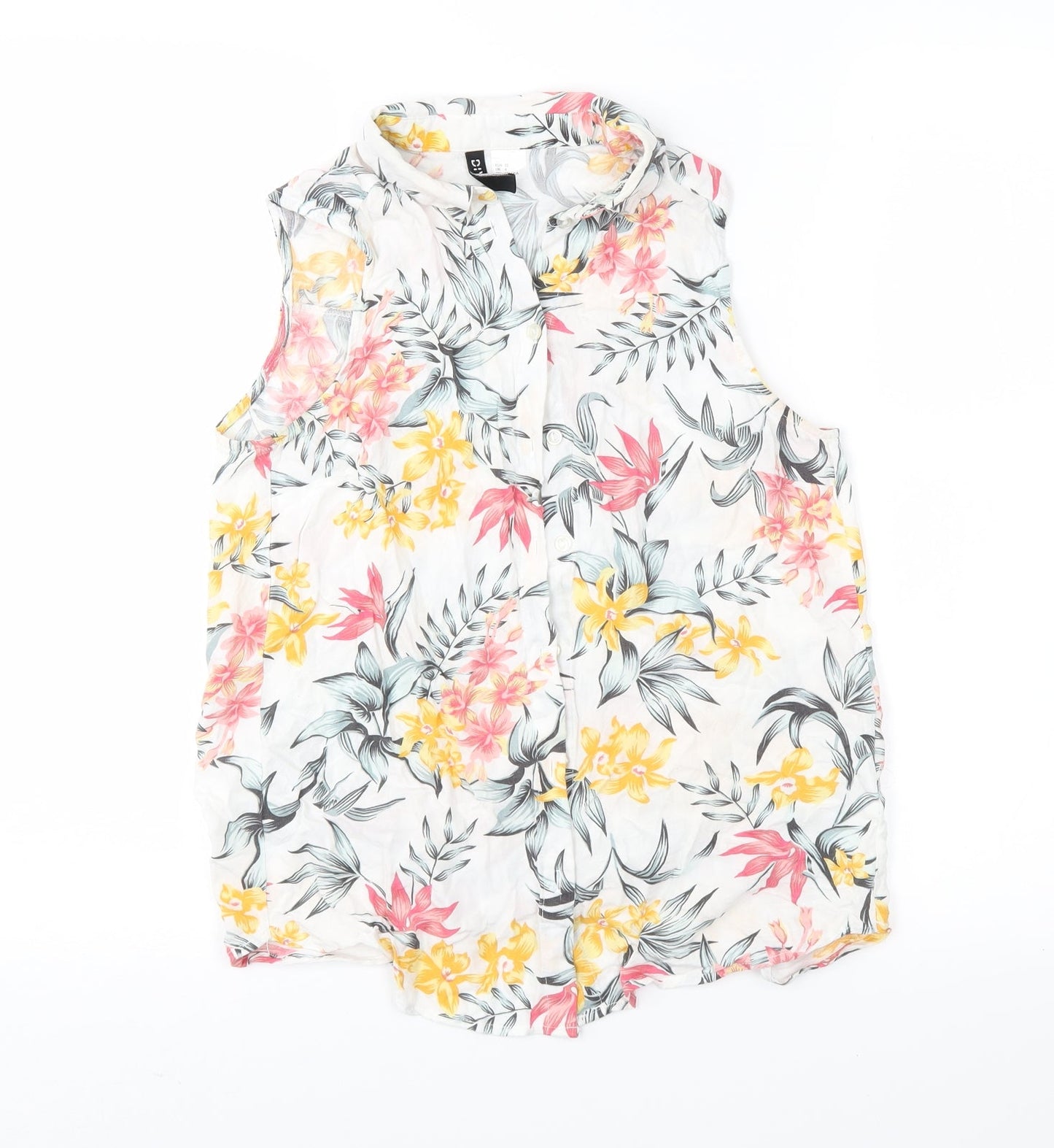 Womens UK Size 4 H&M White Basic Button-Up