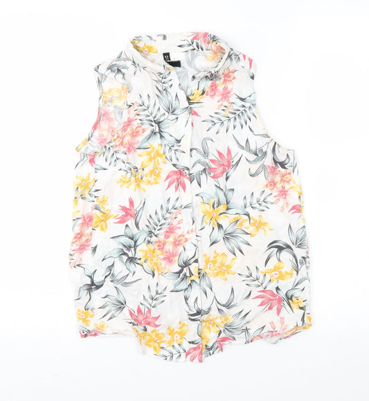 Womens UK Size 4 H&M White Basic Button-Up