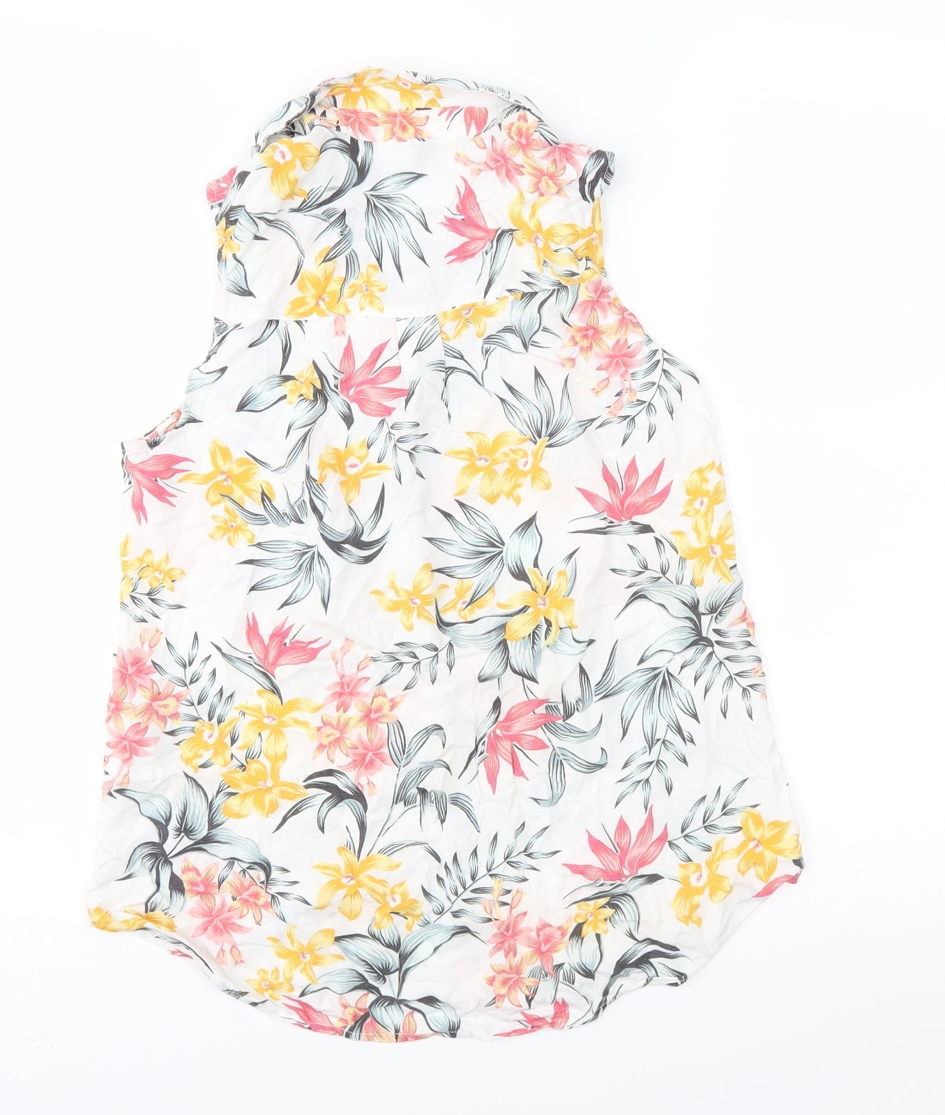 Womens UK Size 4 H&M White Basic Button-Up
