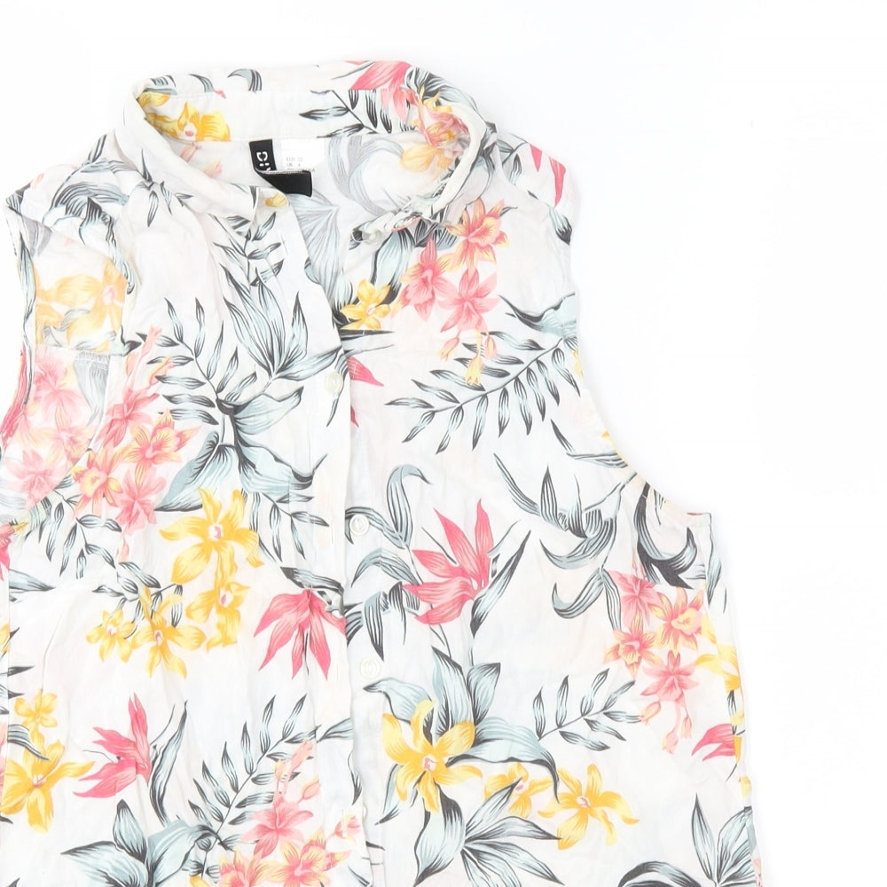 Womens UK Size 4 H&M White Basic Button-Up