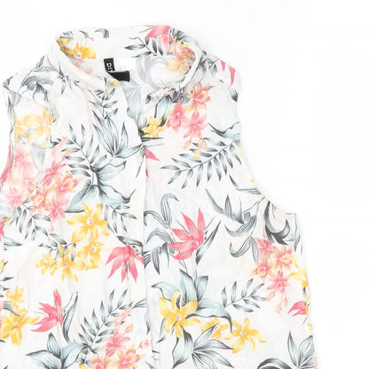 Womens UK Size 4 H&M White Basic Button-Up