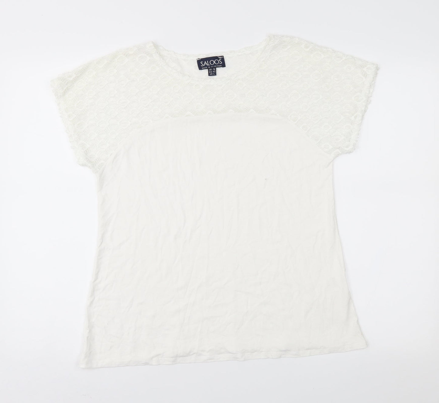 Womens UK Size 16 Saloos White Basic Blouse