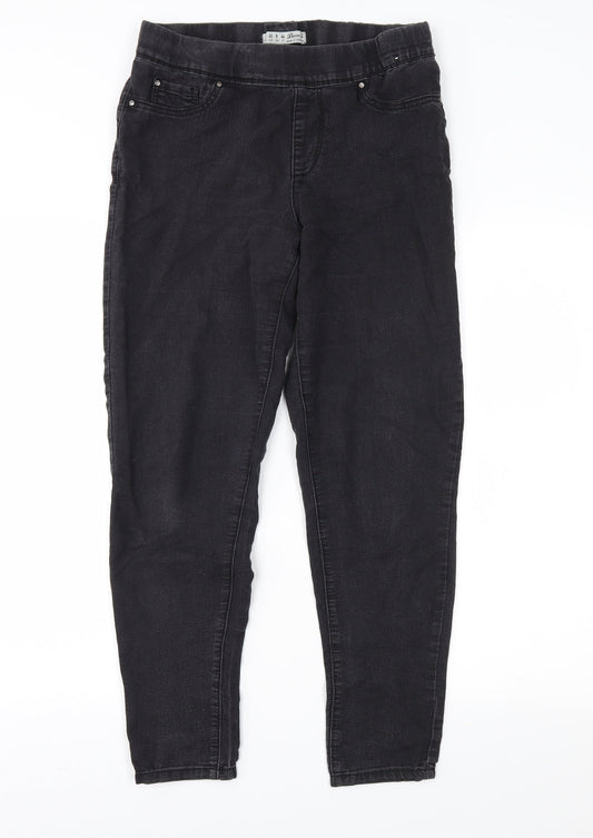 Denim & Co. Womens Black  Denim Jegging Jeans Size 12 L26 in