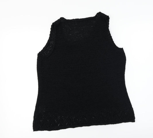 Womens UK Size 16 Debenhams Black Basic T-Shirt