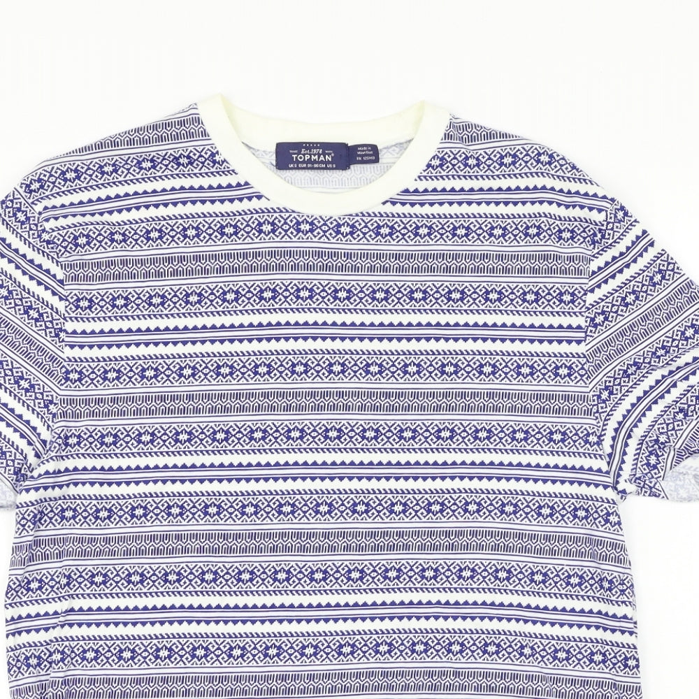 Womens UK Size S Topman Blue Basic T-Shirt