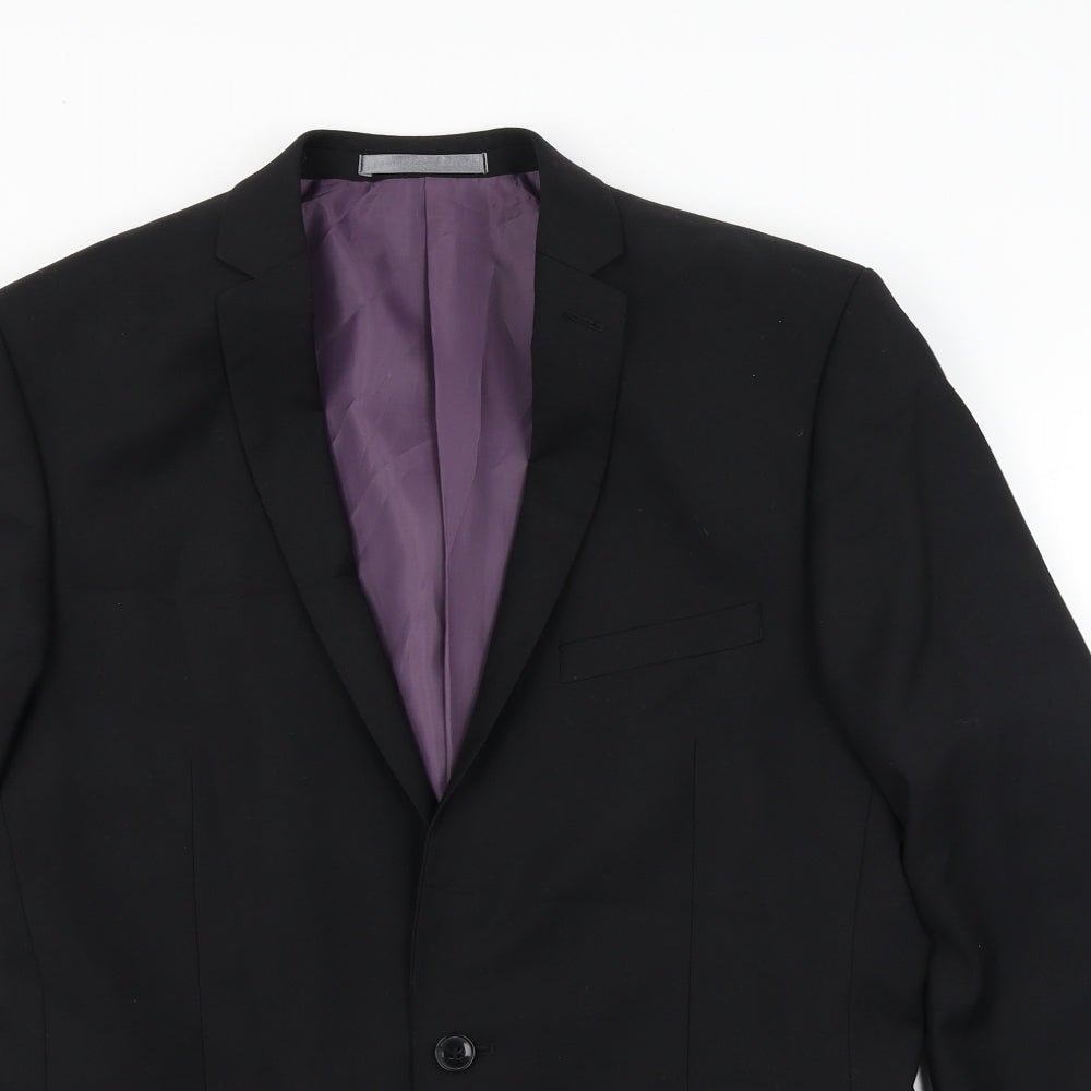 Mens UK Size 40 Red Herring Regular Black Suit Jacket