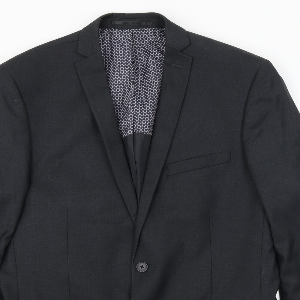Mens UK Size 40 Red Herring Regular Black Suit Jacket