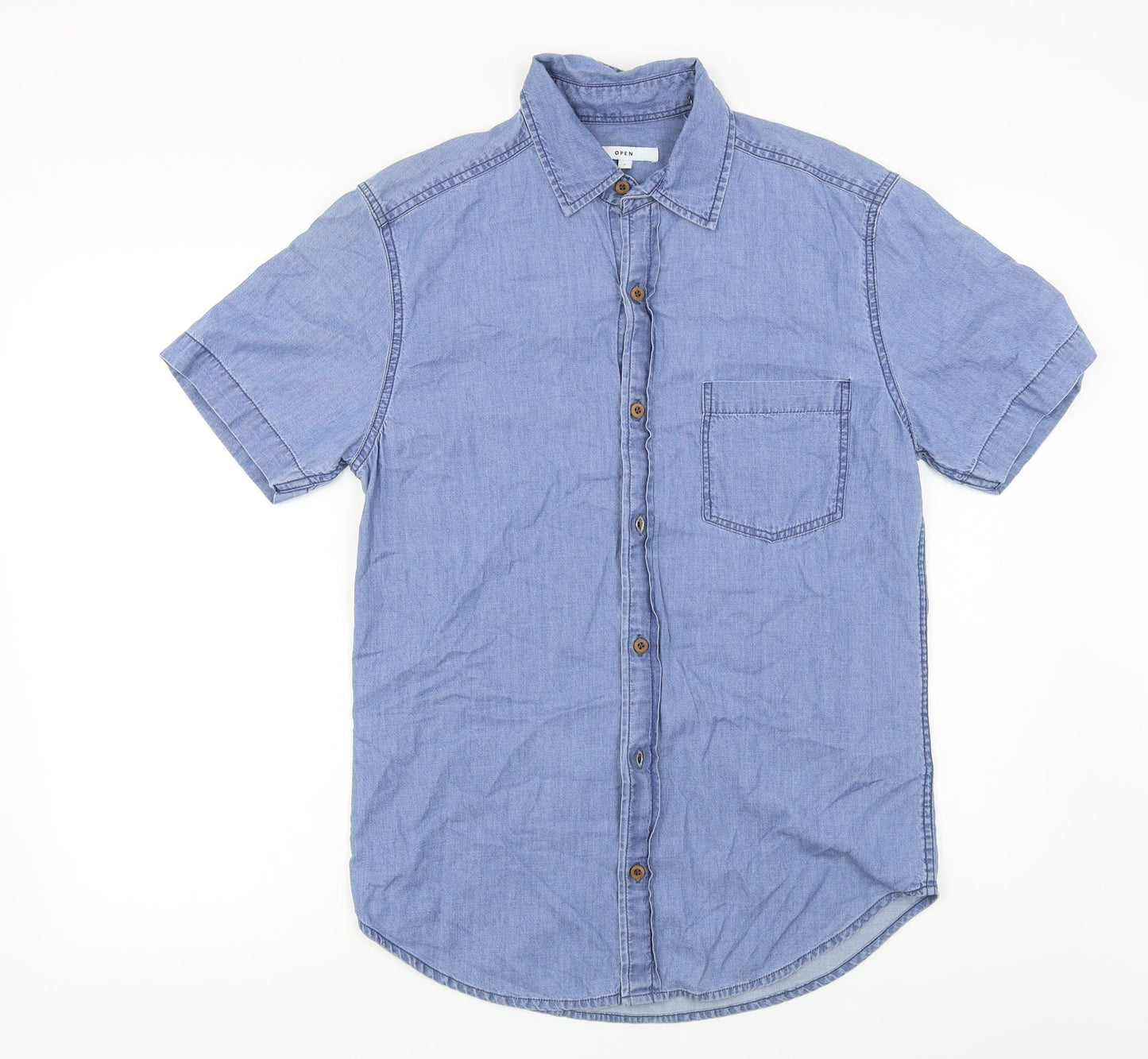 Mens UK Size S open Blue  Button-Up Sleeveless Casual Shirt