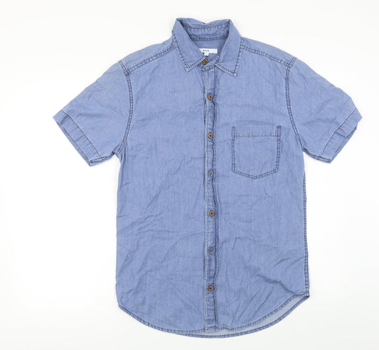 Mens UK Size S open Blue  Button-Up Sleeveless Casual Shirt