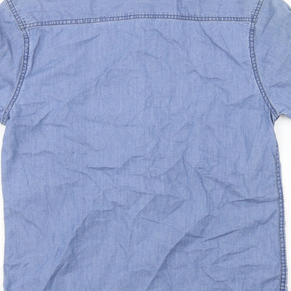 Mens UK Size S open Blue  Button-Up Sleeveless Casual Shirt