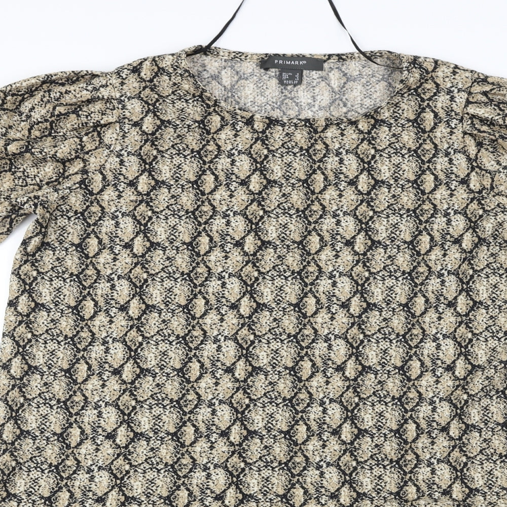 Primark  Womens Beige Animal Print  A-Line  Size 8