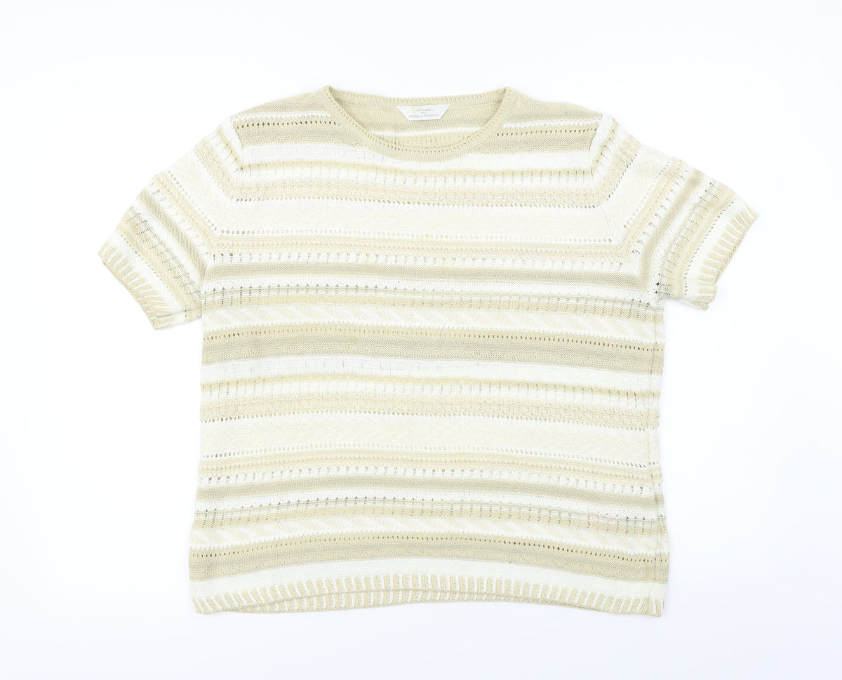 Marks & Spencer  Womens Beige Striped  Pullover Jumper Size 18