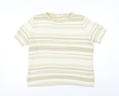 Marks & Spencer  Womens Beige Striped  Pullover Jumper Size 18
