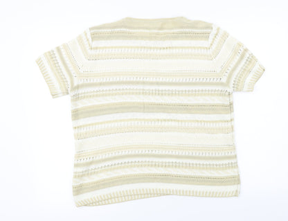 Marks & Spencer  Womens Beige Striped  Pullover Jumper Size 18