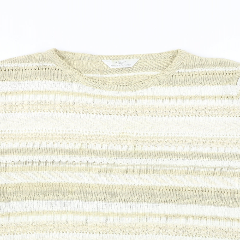 Marks & Spencer  Womens Beige Striped  Pullover Jumper Size 18