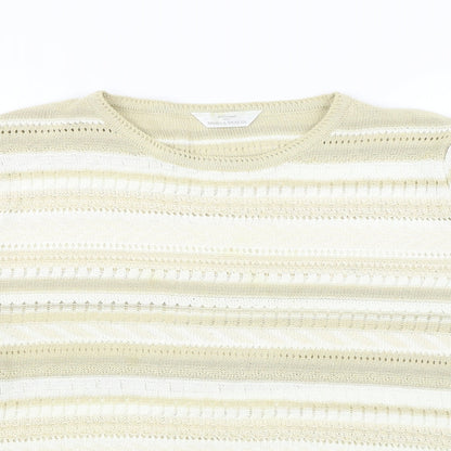 Marks & Spencer  Womens Beige Striped  Pullover Jumper Size 18