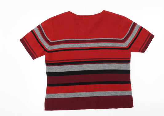 Berkertex Womens Red Striped  Pullover Jumper Size 18