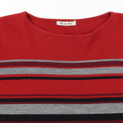 Berkertex Womens Red Striped  Pullover Jumper Size 18