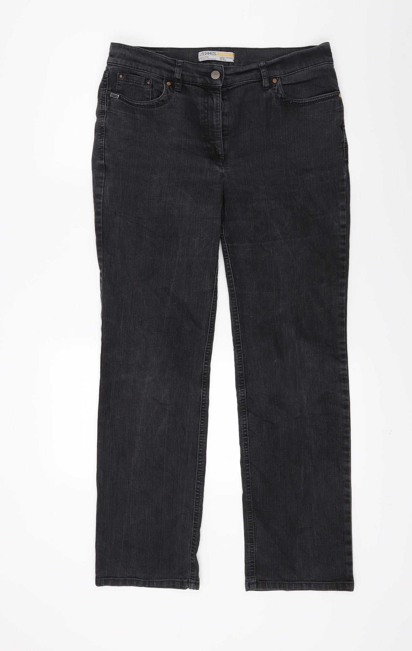 Womens UK Size 14 ZERRES Regular Fit Straight Black Jeans