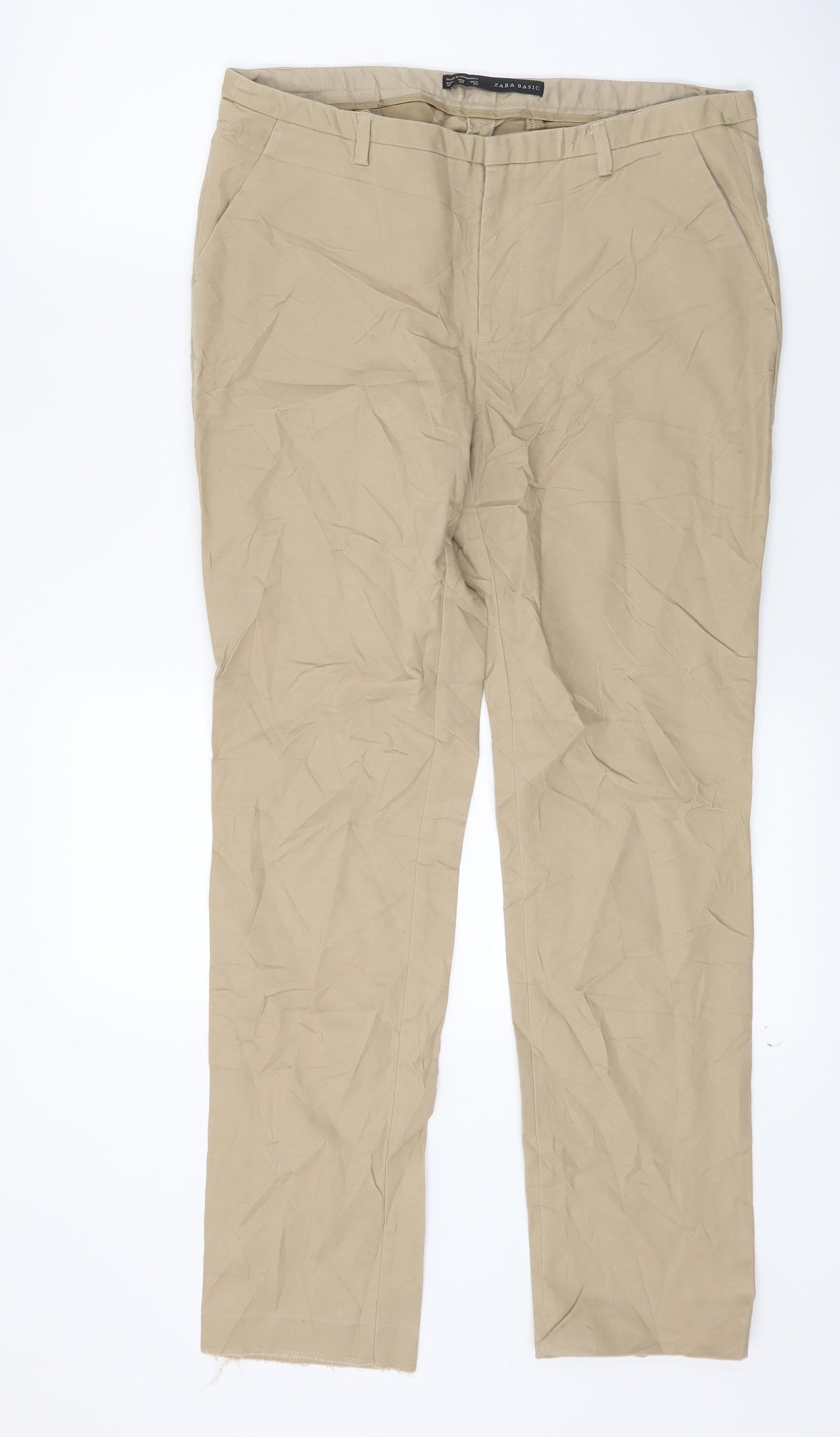 Womens UK Size 12 Zara Regular Fit  Beige Trousers