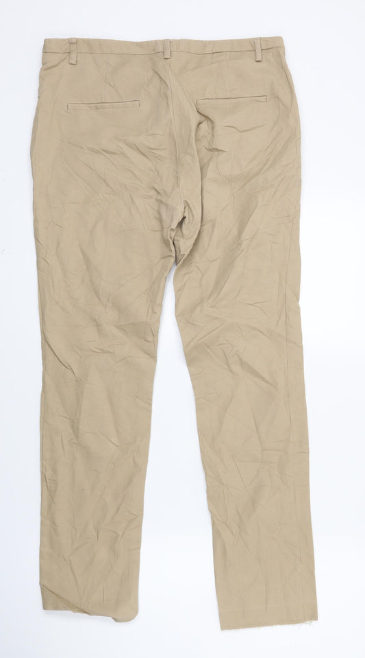 Womens UK Size 12 Zara Regular Fit  Beige Trousers