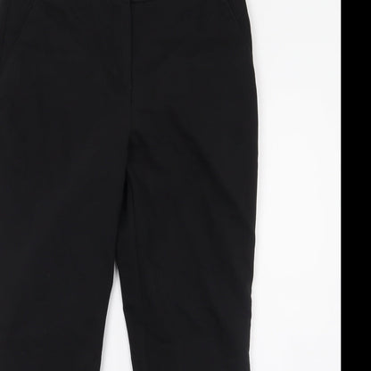 Womens UK Size 10 Papaya Regular Fit Capri Black Trousers