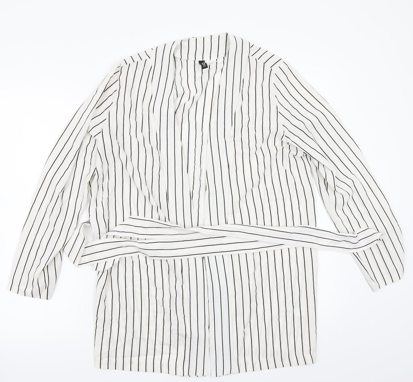 H&M Womens White Striped  Cardigan Jumper Size M