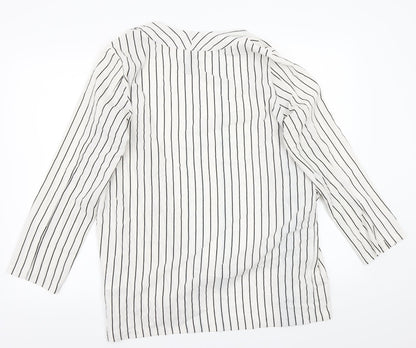 H&M Womens White Striped  Cardigan Jumper Size M