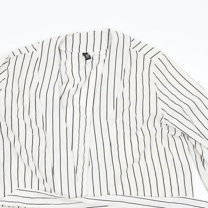 H&M Womens White Striped  Cardigan Jumper Size M