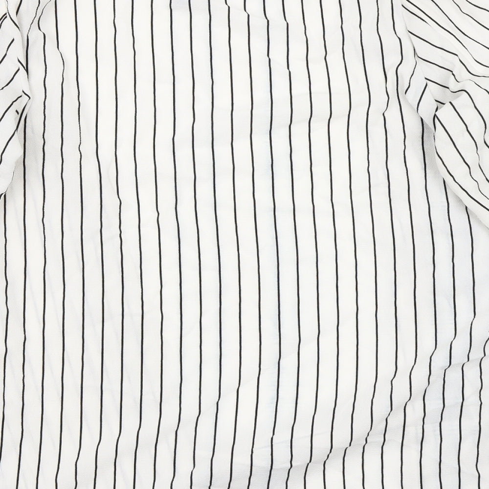 H&M Womens White Striped  Cardigan Jumper Size M