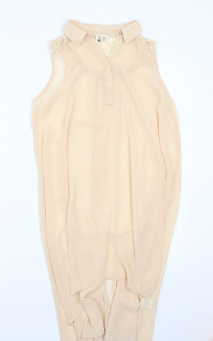 Womens UK Size 10 NEXT Beige Basic Blouse